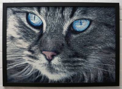 Diamond Painting Bild, Katzenportrait, eckige Steinchen, ca. 80x55cm, 80 Farben, Vollbild