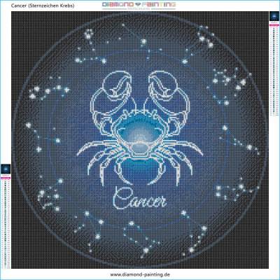 Preview: Zodiac Sign Cancer, Glow In The Dark – Night Glow, Square Stones, 60x60cm, 45 Colours, Full Image