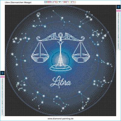 Preview: Zodiac Libra, Glow In The Dark – Night Glow, Square Stones, 60x60cm, 45 Colours, Full Image