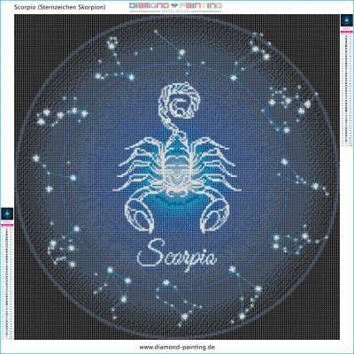 Sternzeichen Skorpion, Glow in the dark - Nachtleuchtend, runde Steine, 60x60cm,  45 Farben, Vollbild