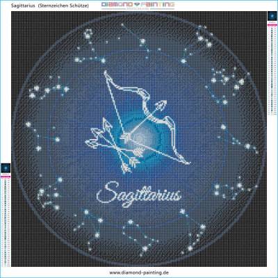 Preview: Zodiac Sign Sagittarius, Glow In The Dark – Night Glow, Square Stones, 60x60cm, 45 Colours, Full Image
