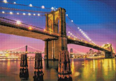 Diamond Painting picture, Brooklyn Bridge, square stones, 70x100cm, 60 colours, full picture