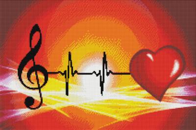 Diamond Painting Bild, Heartbeat, runde Steinchen, 40x60cm, 35 Farben, Vollbild