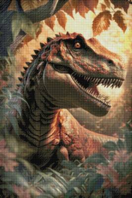 Diamond Painting Bild, T-Rex Dinosaurier, runde Steinchen, 60x90cm, 60 Farben, Vollbild
