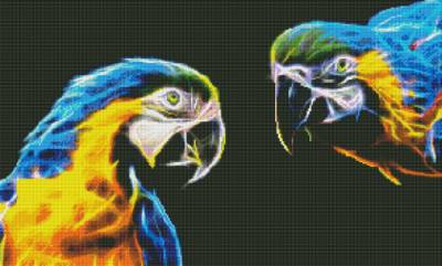 Diamond Painting picture, Macaws, round stones, 50x83cm, 51 colours, full picture