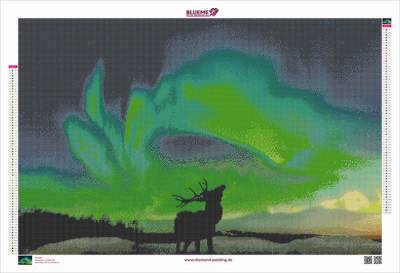 Diamond Painting Bild, Nordlichter, nachtleuchtend, runde Steinchen, 65x100cm, 71 Farben inkl. 7 Glow, Vollbild