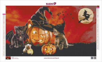Diamond Painting Bild, Halloween, runde Steinchen, 45x80cm, 51 Farben, Vollbild