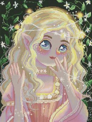 Diamond Painting Bild, Star Fairy, runde Steinchen, 50x66cm, 56 Farben inkl. 3 AB & 2 Feensteine, Vollbild