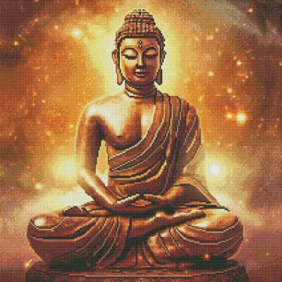 Diamond Painting Bild, Buddha, runde Steinchen, 60x60cm, 46 Farben, Vollbild