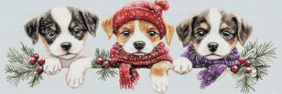 Diamond Painting Bild, Hundebabies, 120x40cm, 68 Farben inkl. AB & Feensteine, runde Steine, Vollbild