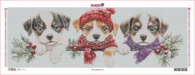 Diamond Painting Bild, Hundebabies, 120x40cm, 68 Farben inkl. AB & Feensteine, runde Steine, Vollbild