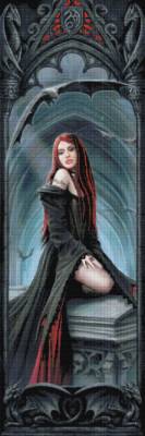 Preview: Anne Stokes, Await the Night, 50x150cm, 77 colors incl. AB & fairy stones, round stones, full picture