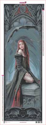 Preview: Anne Stokes, Await the Night, 50x150cm, 77 colors incl. AB & fairy stones, round stones, full picture