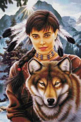Vorlage (ohne Steine) Howard Robinson, Indian Maiden, 60x90cm, 55 Farben, für eckige Steine, Vollbild