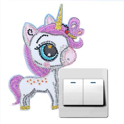 Deco for the light switch, unicorn, painting set complete with rhinestones and special stones