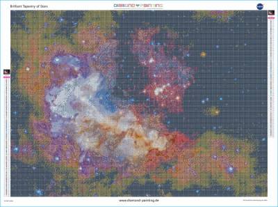 NASA - Brilliant Tapestry of Stars, 65x90cm, 90 Farben, runde Steine, Vollbild