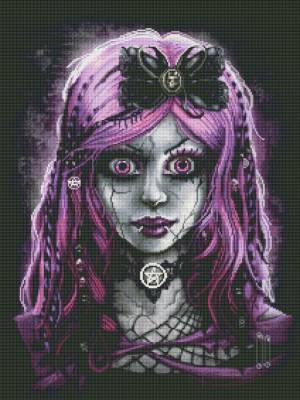 Sarah Richter, Gothic Doll, 60x80cm, 45 Farben inkl. 3 AB, runde Steine, Vollbild