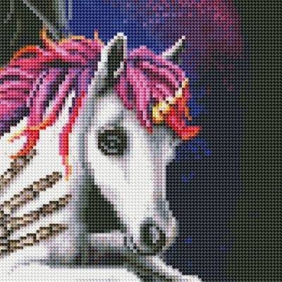 Preview: Sarah Richter, Metallicorn, 60x80cm, 50 Farben inkl. 3 AB, runde Steine, Vollbild