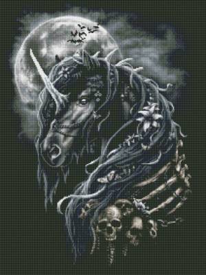 Sarah Richter, Dark Unicorn, 60x80cm, 30 Farben, runde Steine, Vollbild