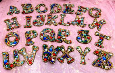 Keyring, letter Y, painting set complete with rhinestones and special stones