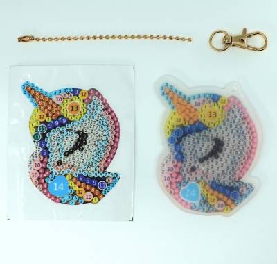 Schlüsselanhänger, Einhorn, Painting-Set komplett mit Strass, AB und Sondersteinchen
