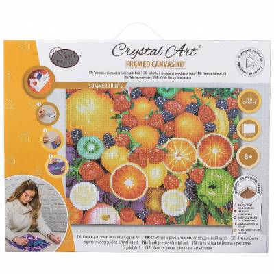 Crystal Art Kit, auf Keilrahmen gespannt, Summer Fruits, runde Steine, ca. 50x40cm, Vollbild