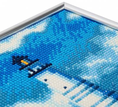 Preview: Diamond Painting picture with picture frame, lighthouse, round diamonds, approx. 21x25cm, full picture