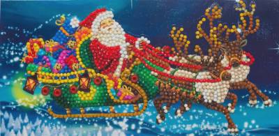 Weihnachtskarte (Craft Buddy) Santa`s Sleigh Painting-Set 11x22cm