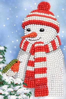 Weihnachtskarte (Craft Buddy) "Cosy Snowman", Schneemann, Painting-Set komplett mit runden Steinen