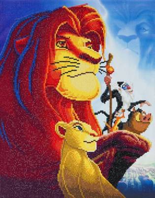 Crystal Art Kit, stretched on a wooden frame, Disney, Lion King, round stones, approx. 50x40cm, partial picture.