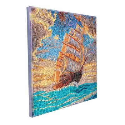 Diamond Painting Bild auf Keilrahmen gespannt, Thomas Kinkade  - Courageous Voyage, runde Diamanten, ca. 30x30cm, Vollbild