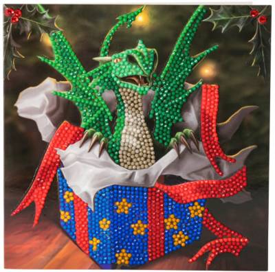 Weihnachtskarte (Craft Buddy) "Dragon", Painting-Set komplett mit runden Steinen