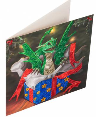Weihnachtskarte (Craft Buddy) "Dragon", Painting-Set komplett mit runden Steinen