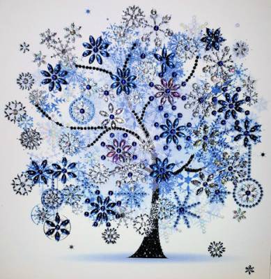 Diamond Painting Bild, Baum, Winter, Strass-Diamanten, ca. 25x25cm, Teilbild, gut für Anfänger geeignet