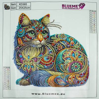 Diamond Painting Bild, Katze, Strass-Diamanten, ca. 25x25cm, Teilbild, gut für Anfänger geeignet