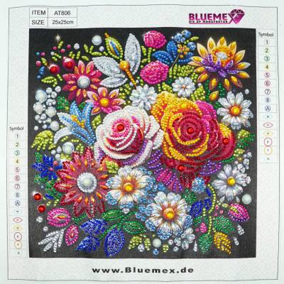Diamond Painting Bild, Blumen, Strass-Diamanten, ca. 25x25cm, Teilbild, gut für Anfänger geeignet