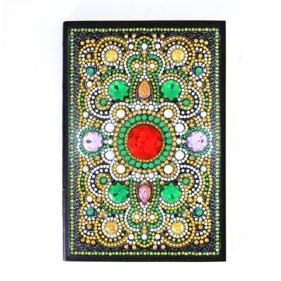 Notebook for painting, abstract pattern, rhinestones, approx. 14x20cm, lined 