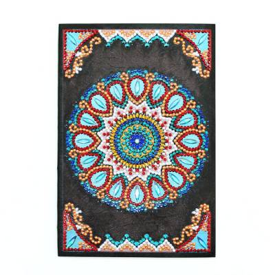 Notizbuch zum Painten, Mandala, schwarz/blau, Strass, ca. 14x20cm, liniert