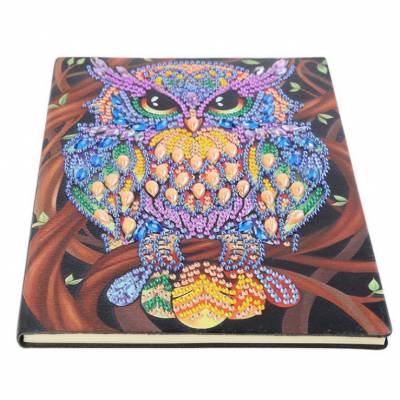 Notizbuch zum Painten, Eule, bunt, Strass, ca. 14x20cm, blanko