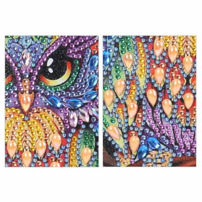 Notizbuch zum Painten, Eule, bunt, Strass, ca. 14x20cm, blanko