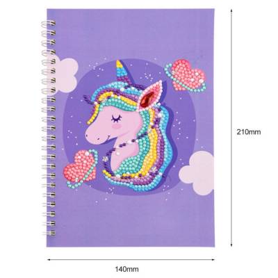 Ringbuch-Block zum Painten, Einhorn mit Herz, rund & Sondersteine, ca. 14x21cm, liniert