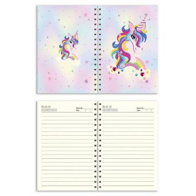 Ringbuch-Block zum Painten, Einhorn mit Regenbogen, rund & Sondersteine, ca. 14x21cm, liniert