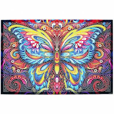 Tablett zum Painten, Schmetterling, ca. 18,3x30cm, Painting-Set komplett mit runden Strass- & Sonder-Steinchen