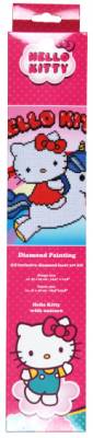 Diamond Painting Bild, Hello Kitty with unicorn, runde Steinchen, ca. 37x30cm, 10 Farben incl.1 AB Farbe, Teilbild