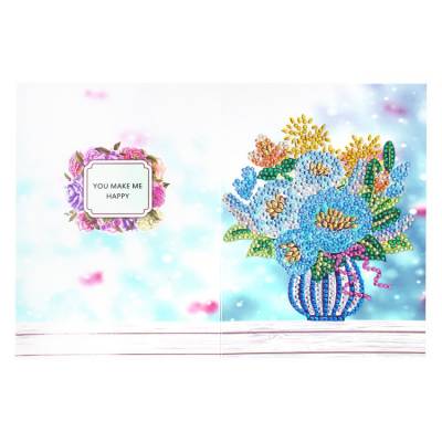 Grußkarte, Blumenvase, Painting-Set komplett mit Strass-Steinen