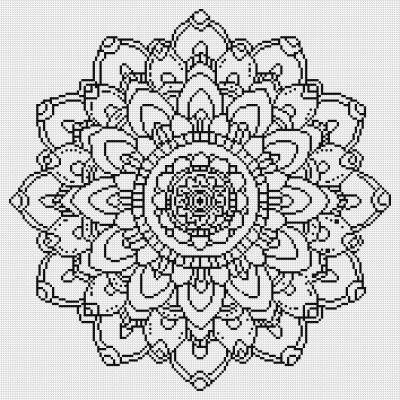 Canvas with motif (without stones) Mandala, 50x50cm, for square stones, full screen