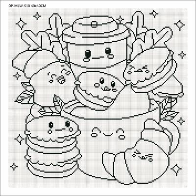 Canvas with motif (without stones) Sweet Breakfast, 40x40cm, for square stones, full screen