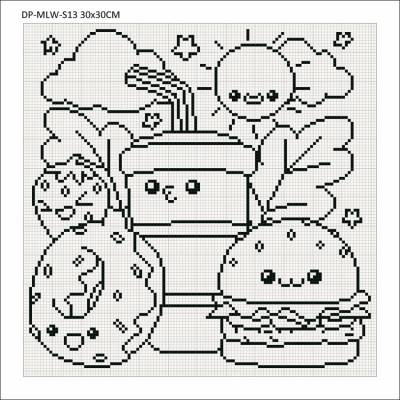 Canvas with motif (without stones) Happy Snack, 30x30cm, for square stones, full screen