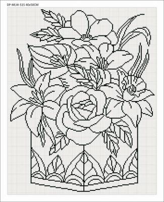 Canvas with motif (without stones) Flower box, 40x50cm, for square stones, full screen