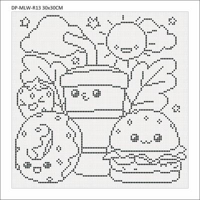 Canvas with motif (without stones) Happy Snack, 30x30cm, for round stones, full screen